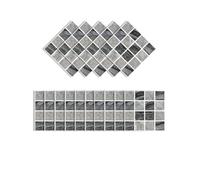 MUMUXIAO 15 azulejos adhesivos de mosaico 3D de 10 x 10 cm, paneles de pared autoadhesivos, murales impermeables para cocina y baño (gris 1)
