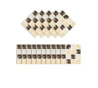 MUMUXIAO 15 azulejos adhesivos de mosaico 3D de 10 x 10 cm, paneles de pared autoadhesivos, murales impermeables para cocina y baño (beige)