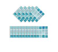 MUMUXIAO 15 azulejos adhesivos de mosaico 3D de 10 x 10 cm, paneles de pared autoadhesivos, murales impermeables para cocina y baño (cian)