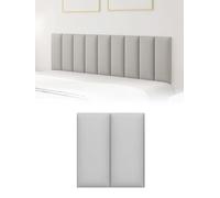 MUMUXIAO Acolchado de pared tapizado 3D de 20 x 50 cm, paquete de 2 paneles de pared anticolisión, 3 cm de grosor, autoadhesivo, cojín de pared para cabecero de dormitorio (gris)