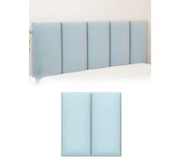 MUMUXIAO Acolchado de pared tapizado 3D de 20 x 50 cm, paquete de 2 paneles de pared anticolisión, 3 cm de grosor, autoadhesivo, cojín de pared para cabecero de dormitorio (azul)