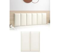 MUMUXIAO Acolchado de pared tapizado 3D de 20 x 50 cm, paquete de 2 paneles de pared anticolisión, 3 cm de grosor, autoadhesivo, cojín de pared para cabecero de dormitorio (blanco)