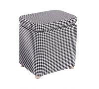 MUMUXIAO Almacenamiento otomano con funda extraíble de lino, reposapiés cuadrado, tapa con bisagras, asiento acolchado tapizado para sala de estar y dormitorio (negro, 34 x 26 x 37 cm)