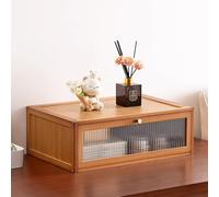 MUMUXIAO Armario apilable para balcón con puerta acrílica, armario de almacenamiento de cocina de madera rústica, armarios multiusos para sala de estar, estudio, mesita de noche (té, 50 x 33 x 17 cm)