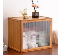 MUMUXIAO Armario apilable para balcón con puerta acrílica, armario de almacenamiento de cocina de madera rústica, armarios multiusos para sala de estar, estudio, mesita de noche (té, 50 x 33 x 40 cm)