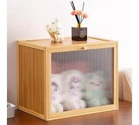 MUMUXIAO Armario apilable para balcón con puerta acrílica, armario de almacenamiento de cocina de madera rústica, armarios multiusos para sala de estar, estudio, mesita de noche (natural, 50 x 33 x 40