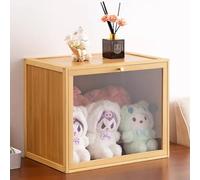 MUMUXIAO Armario de almacenamiento apilable con puertas, cofres de almacenamiento multiusos de madera maciza, impermeable, para balcón, ventana de bahía, sala de estar, cocina (natural, 50 x 33 x 40