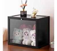 MUMUXIAO Armario de almacenamiento apilable con puertas, cofres de almacenamiento multiusos de madera maciza, impermeable, para balcón, ventana de bahía, sala de estar, cocina (negro, 50 x 33 x 40 cm)