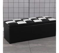 MUMUXIAO Banco otomano de almacenamiento, banco de entrada de cuero, asiento acolchado con gran espacio de almacenamiento, reposapiés resistente, taburete tapizado para el extremo de la cama (negro y