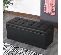 MUMUXIAO Banco otomano de almacenamiento, banco de entrada de cuero, asiento acolchado con gran espacio de almacenamiento, reposapiés resistente, taburete tapizado para el extremo de la cama (negro