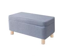 MUMUXIAO Cojín otomano de almacenamiento, reposapiés tapizado, asiento acolchado suave con patas de madera maciza, taburete cambiador de zapatos con gran espacio de almacenamiento para entrada (azul)