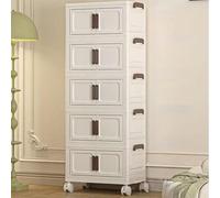 MUMUXIAO Contenedores de almacenamiento apilables con tapas, caja plegable grande con puertas y ruedas, organizador de armario de plástico plegable para el hogar, oficina, dormitorio (blanco, 60 x 33