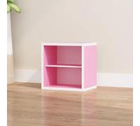MUMUXIAO Estantería organizadora de 2 cubos de almacenamiento, pequeña estantería abierta de madera, armario de almacenamiento modular apilable para dormitorio, oficina, dormitorio (rosa)