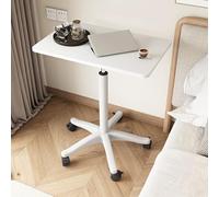 MUMUXIAO Mesa auxiliar de altura ajustable con ruedas, carrito móvil resistente para computadora, mesa auxiliar en forma de C para dormitorio de hospital (blanco)