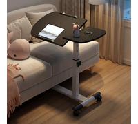 MUMUXIAO Mesa auxiliar de altura ajustable, mesa auxiliar de sofá resistente con escritorio inclinable, mesa auxiliar en forma de C, mesita de noche con tapón de borde (negro)