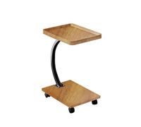 MUMUXIAO Mesa auxiliar en forma de C con ruedas rodantes, bandeja de TV resistente, mesa de sofá, carrito de almacenamiento para espacio pequeño, mesas de sofá que se deslizan debajo (caqui)