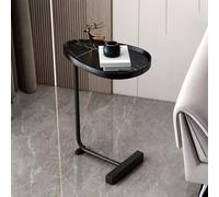 MUMUXIAO Mesa auxiliar en forma de C para sofá cama, escritorio de pie de 60 cm de altura con ruedas ocultas, bandejas de bebidas, mesas de almacenamiento para comer y leer (negro)