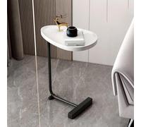 MUMUXIAO Mesa auxiliar en forma de C para sofá cama, escritorio de pie de 60 cm de altura con ruedas ocultas, bandejas de bebidas, mesas de almacenamiento para comer y leer (blanco y negro)