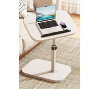 MUMUXIAO Mesas auxiliares de altura ajustable para cama, sofá, mesa auxiliar en forma de C con escritorio giratorio, escritorio de pie para laptop, mesa auxiliar de cama de hospital (blanco)