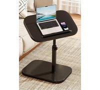MUMUXIAO Mesas auxiliares de altura ajustable para cama, sofá, mesa auxiliar en forma de C con escritorio giratorio, mesa auxiliar inclinable para laptop, mesa auxiliar de hospital (negro)
