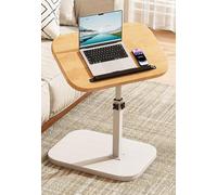 MUMUXIAO Mesas auxiliares de altura ajustable para cama, sofá, mesa auxiliar en forma de C con escritorio giratorio, escritorio de pie inclinable para laptop, mesa auxiliar de cama de hospital (beige)