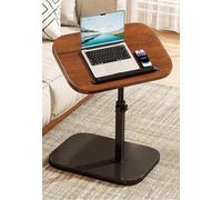 MUMUXIAO Mesas auxiliares de altura ajustable para cama, sofá, mesa auxiliar en forma de C con escritorio giratorio, escritorio de pie para laptop, mesa auxiliar de cama de hospital (marrón)