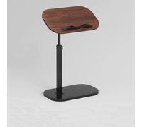MUMUXIAO Mesita de noche de altura ajustable con escritorio inclinable, mesas auxiliares de sofá para espacios pequeños, bandeja giratoria de 90° para TV en forma de C, escritorio de pie (marrón-negro