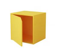 MUMUXIAO Organizador apilable Connect de almacenamiento con puerta, estantería modular para espacios pequeños, armario de exhibición de madera para oficina en casa (amarillo limón)