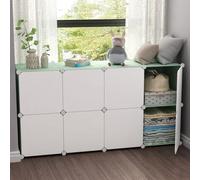 MUMUXIAO Organizador de almacenamiento de cubo grande, estantes de almacenamiento para armario, armarios de resina para balcón, ventana de bahía, estantería modular con puertas para dormitorio, sala