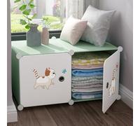 MUMUXIAO Organizador de almacenamiento grande con puertas, armario apilable para espacios pequeños, estantes de plástico para bricolaje, estantería modular ideal para dormitorio, sala de estar (verde