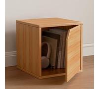 MUMUXIAO Organizador de armario y almacenamiento con puertas, armario de madera apilable para oficina en casa, estantería modular para espacios pequeños (natural, 1 nivel)