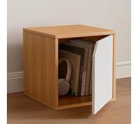 MUMUXIAO Organizador de armario y almacenamiento con puertas, armario de madera apilable para oficina en casa, estantería modular para espacios pequeños (blanco natural, 1 nivel)