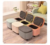 MUMUXIAO Otomana con almacenamiento, gran espacio de almacenamiento, reposapiés para sala de estar, entrada, taburete tapizado retro para cambiar zapatos, asiento acolchado otomano (beige)