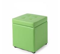 MUMUXIAO Otomana cuadrada de almacenamiento de piel sintética, 30 x 30 x 35 cm, reposapiés tapizado con tapa con bisagras, reposapiés, asiento acolchado de espuma gruesa (verde)