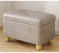 MUMUXIAO Otomana de lujo con almacenamiento, reposapiés de piel sintética tapizado con tapa con bisagras, asiento acolchado para sala de estar, entrada, otomana (gris, grande)