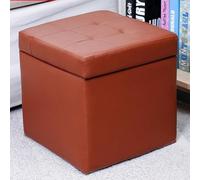MUMUXIAO Otomana tapizada con almacenamiento, lujoso taburete acolchado para sala de estar, dormitorio, otomana de almacenamiento de piel sintética con tapa con bisagras (café)