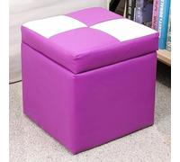 MUMUXIAO Otomana tapizada con almacenamiento, lujoso taburete acolchado para sala de estar, dormitorio, otomana de almacenamiento de piel sintética con tapa con bisagras (morado-blanco)