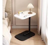 MUMUXIAO Overbed - Mesa auxiliar en forma de C con ruedas ocultas, bandeja de TV de estudio, bandejas de aperitivos para comer, escritorio de almacenamiento resistente para dormitorio (blanco y negro)
