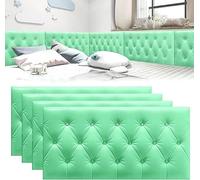MUMUXIAO Panel acolchado de pared autoadhesivo 3D anticolisión para dormitorio, 70 x 35 cm, protección para cabecero de pared, paneles tapizados (verde, 4)