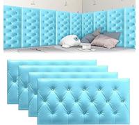 MUMUXIAO Panel acolchado de pared autoadhesivo 3D anticolisión para dormitorio, 70 x 35 cm, protección para cabecero de pared, paneles tapizados (azul, 4)