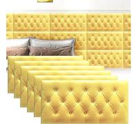 MUMUXIAO Panel acolchado de pared autoadhesivo 3D anticolisión para dormitorio, 70 x 35 cm, protección para cabecero de pared, paneles tapizados (amarillo, 6)