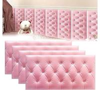 MUMUXIAO Panel acolchado de pared autoadhesivo 3D anticolisión para dormitorio, 70 x 35 cm, protección para cabecero de pared, paneles tapizados (rosa, 4)