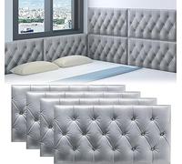 MUMUXIAO Panel acolchado de pared autoadhesivo 3D anticolisión para dormitorio, 70 x 35 cm, protección para cabecero de pared, paneles tapizados (gris, 4)
