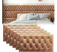 MUMUXIAO Panel acolchado de pared autoadhesivo 3D anticolisión para dormitorio, 70 x 35 cm, protección para cabecero de pared, paneles tapizados (marrón, 6)
