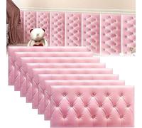 MUMUXIAO Panel acolchado de pared autoadhesivo 3D anticolisión para dormitorio, 70 x 35 cm, protección para cabecero de pared, paneles tapizados (rosa, 8)