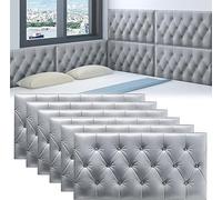 MUMUXIAO Panel acolchado de pared autoadhesivo 3D anticolisión para dormitorio, 70 x 35 cm, protección para cabecero de pared, paneles tapizados (gris, 6)