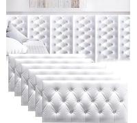 MUMUXIAO Panel acolchado de pared autoadhesivo 3D anticolisión para dormitorio, 70 x 35 cm, protección para cabecero de pared, paneles tapizados (blanco, 6)