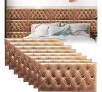 MUMUXIAO Panel acolchado de pared autoadhesivo 3D anticolisión para dormitorio, 70 x 35 cm, protección para cabecero de pared, paneles tapizados (marrón, 8)