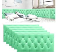 MUMUXIAO Panel acolchado de pared autoadhesivo 3D anticolisión para dormitorio, 70 x 35 cm, protección para cabecero de pared, paneles tapizados (verde, 6)