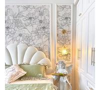 MUMUXIAO Papel pintado floral vintage de 44 x 200 cm, papel adhesivo para decoración de pared, vinilo autoadhesivo impermeable para armario, cajón, escritorio (blanco 1)